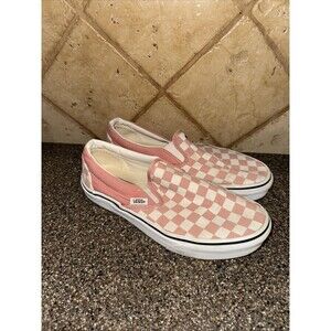 Vans Classic Slip On Women's 7.5 Checkerboard Rosette True White Skate Low Top